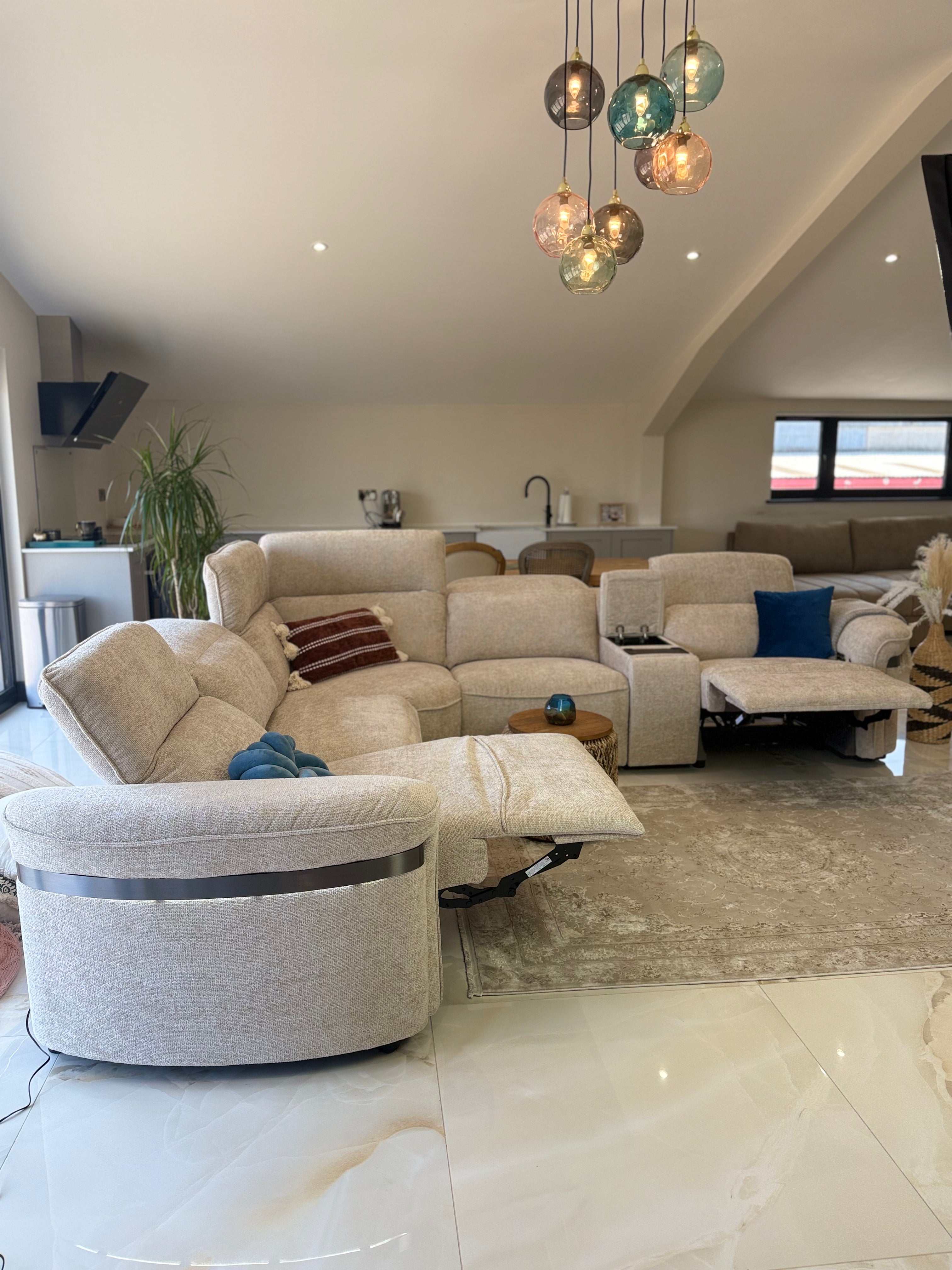 Bicester Electric Recliner Sofa Beige Large Corner