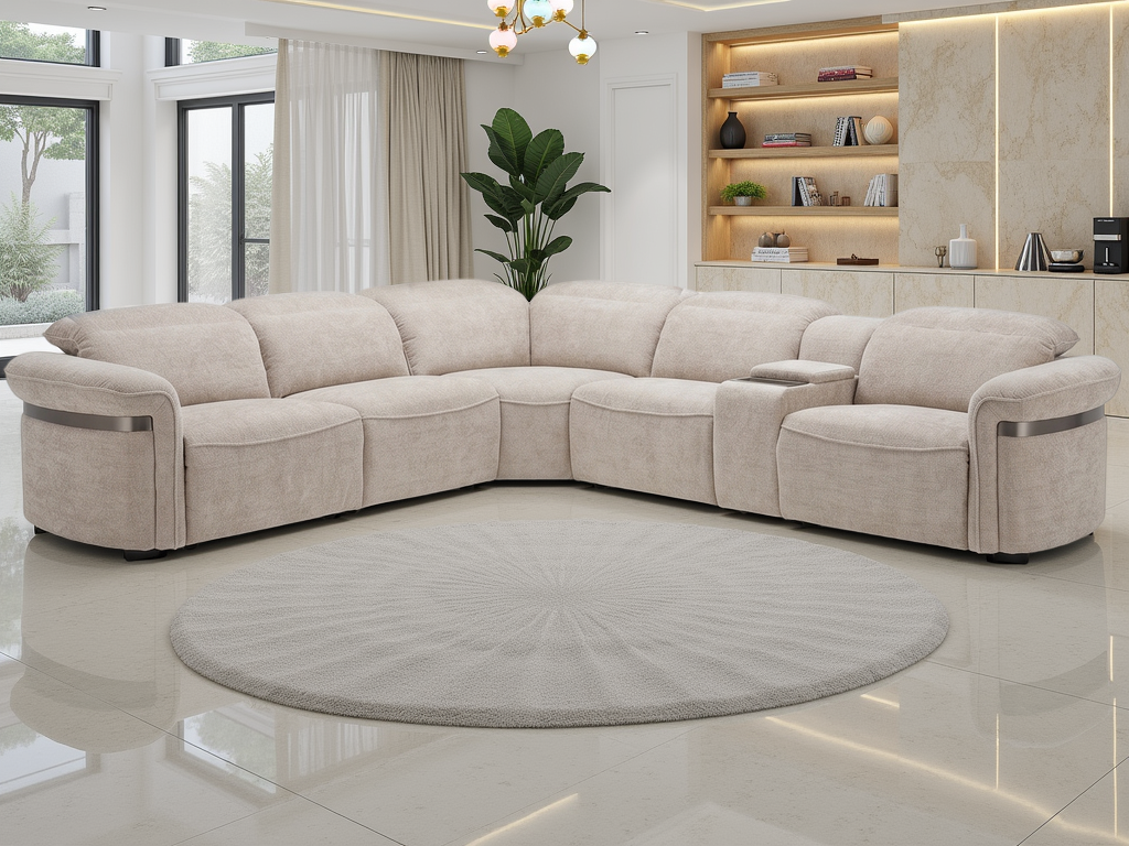 Bicester Electric Recliner Sofa Beige Large Corner