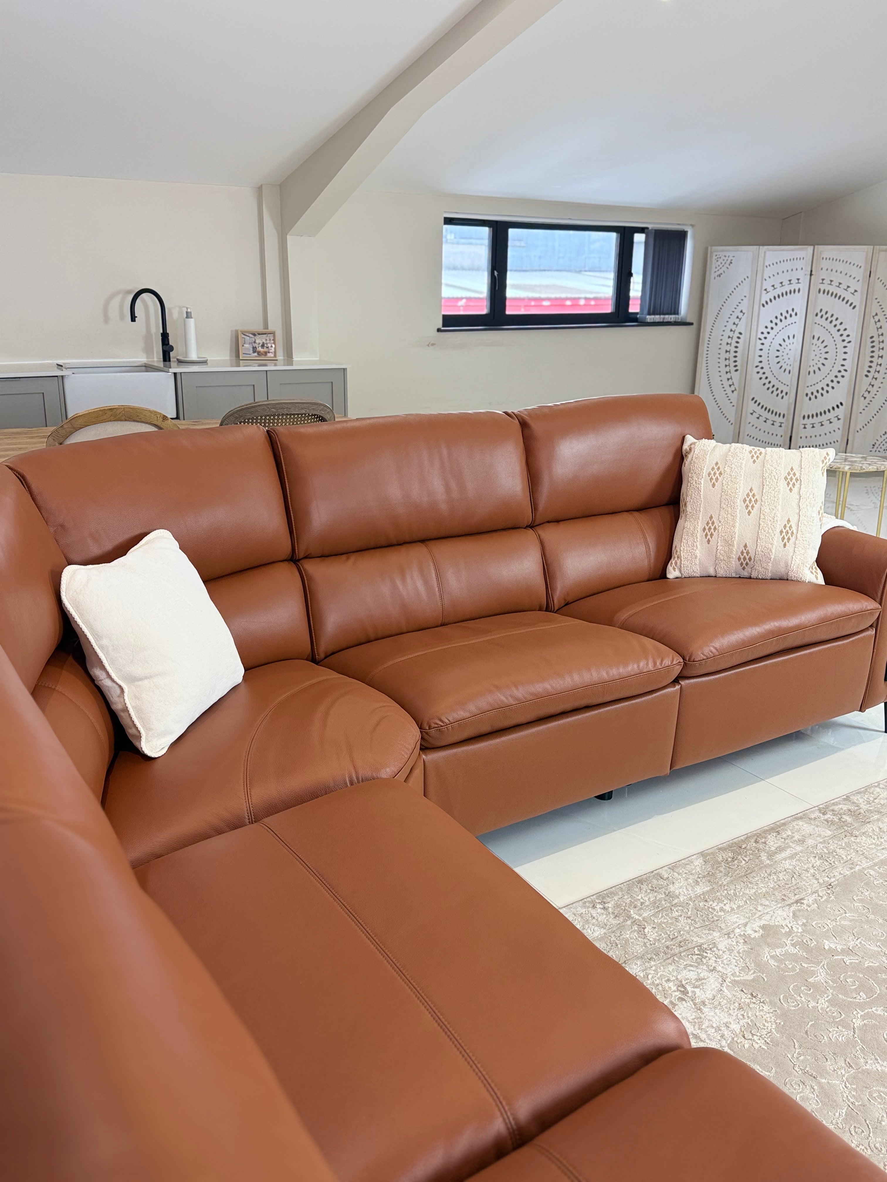 Arizona Electric Recliner Sofa Tan Large Corner