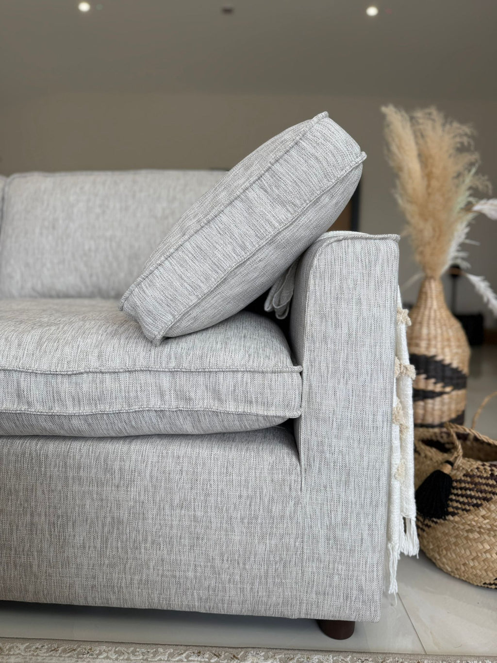 Santorini Sofa Grey Large Corner with Footstool