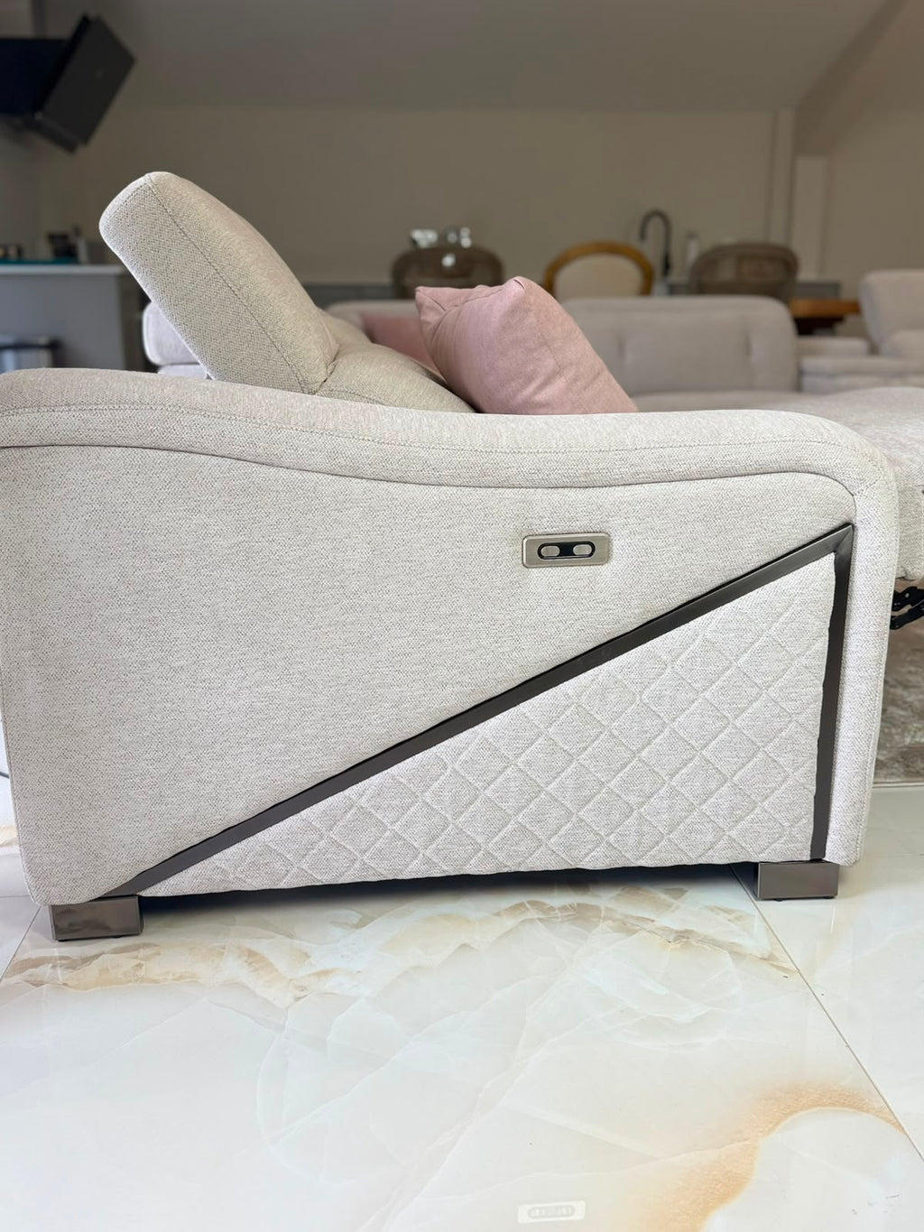Ohio Electric Recliner Sofa Beige Large Corner