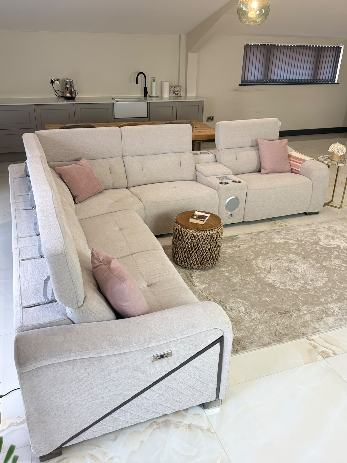 Ohio Electric Recliner Sofa Beige Large Corner