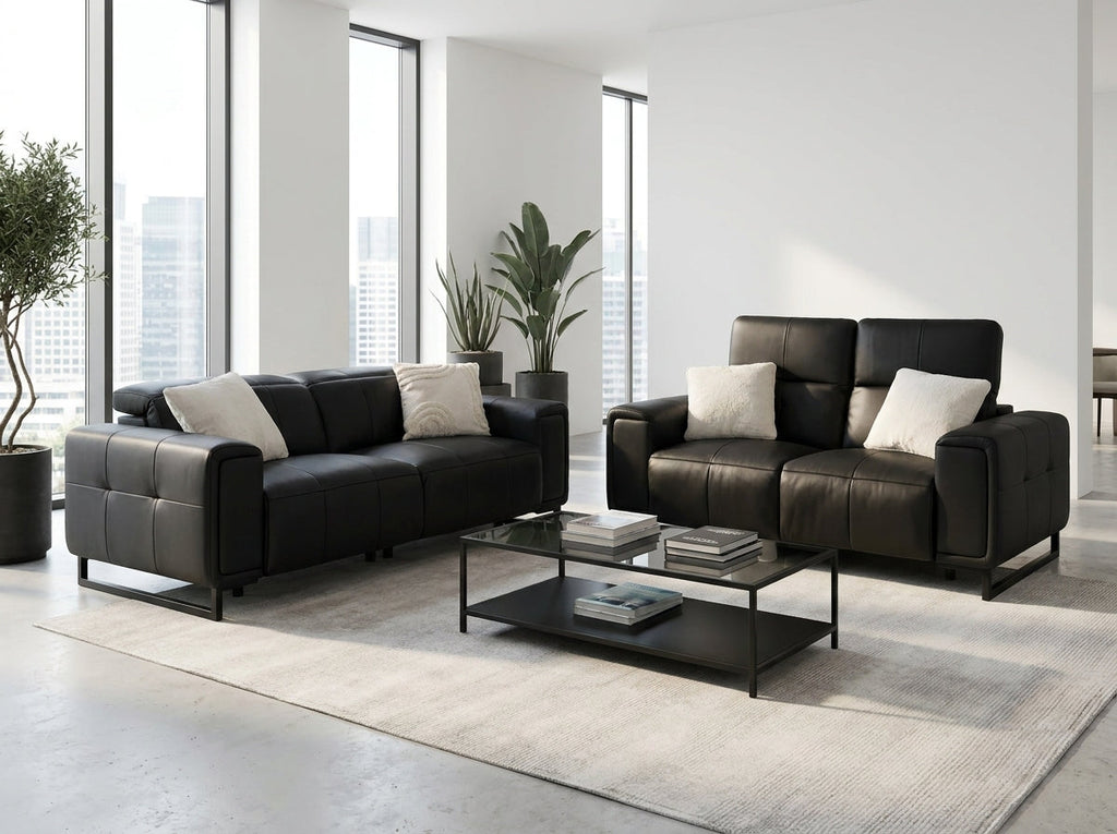 Richmond Electric Recliner Sofa Black 3+2 Set
